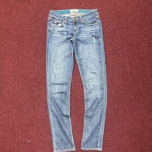 Paige Skyline Ankle Peg Blue Distressed Skinny Jeans